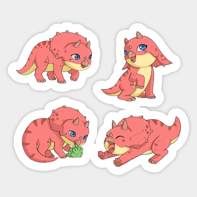 Triceratops - Pink Sticker by Rothana